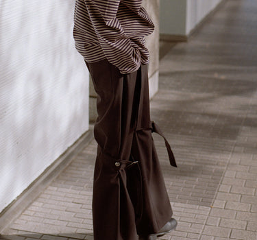【ya-25014】 Semi-wide bondage pants (solid color)