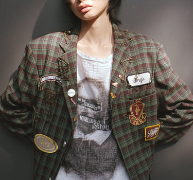 【ya-25013】 Oversized Jacket (check)