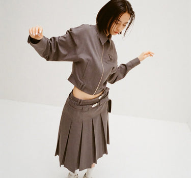 【ya-24112】 doublebelt pleats skirt